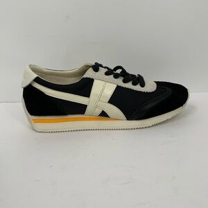 Tory Burch Hank sneakers shoe black white lace-up flat comfort women 7.5